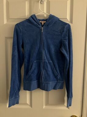 Juicy Couture Light Blue Velour Zip Hoodie with J Pull